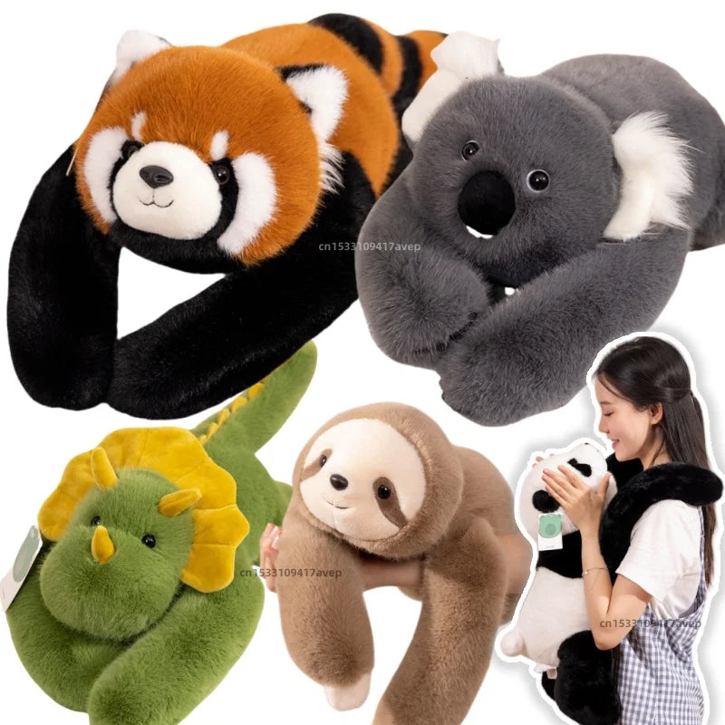 30-65Cm High Quality Plush Animals Raccoon Throw Pillow Soft Long-Arm Dinosaur Sloth Panda Koala Plush Toy Cushion Home Decor