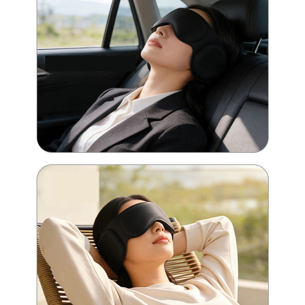 Weighted Eye Mask for Sleeping with Ear Cover 3D Blackout Blindfold Gravity Sleep Patchs Eyeshade Sleepmask for Side Sleeper