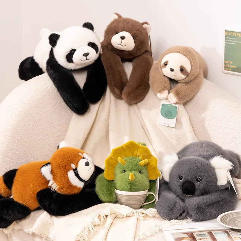 30-65Cm High Quality Plush Animals Raccoon Throw Pillow Soft Long-Arm Dinosaur Sloth Panda Koala Plush Toy Cushion Home Decor